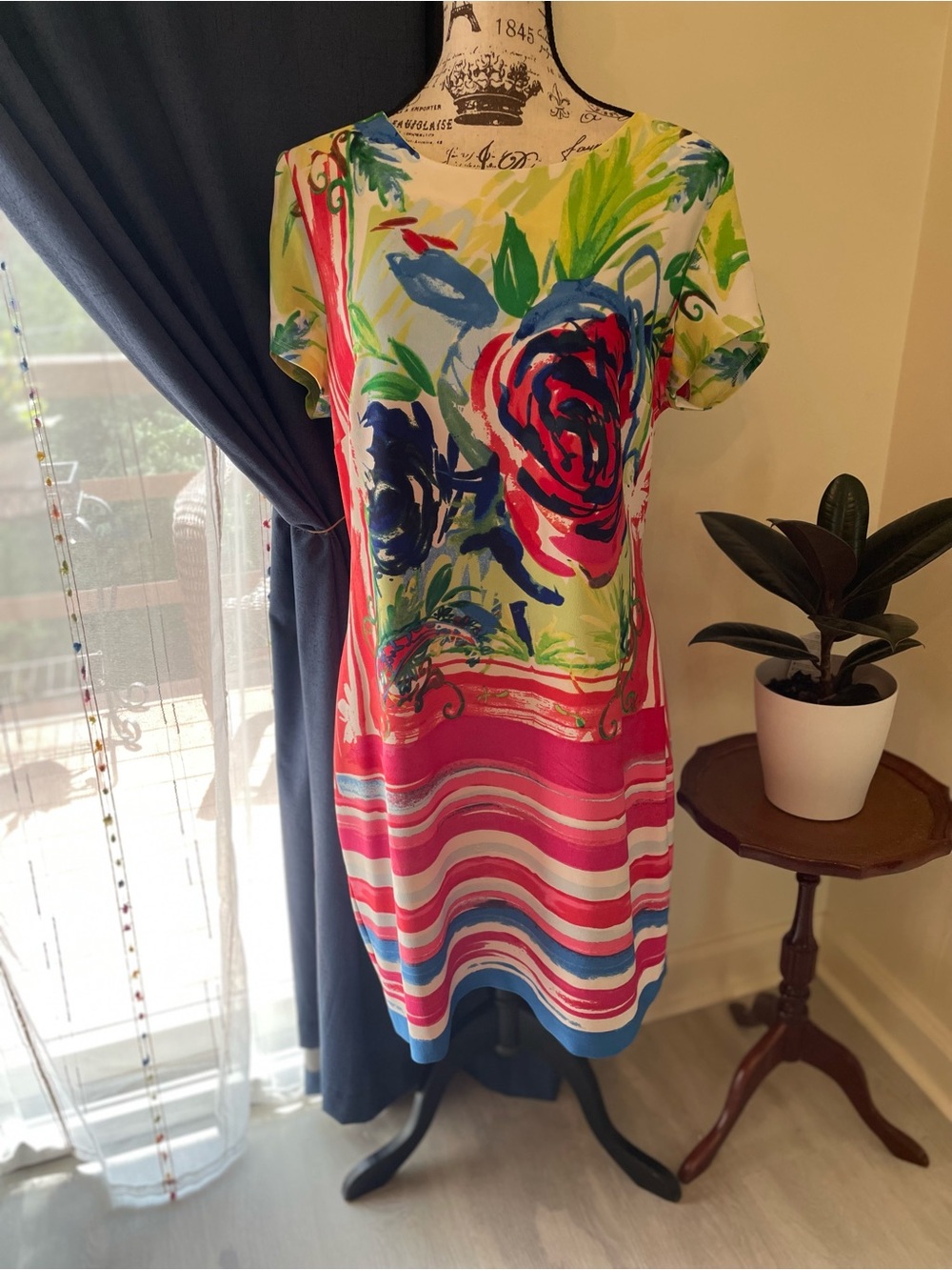 Robbie Bee Colorful Abstract Floral Dress ~ 16 ~ 🌹